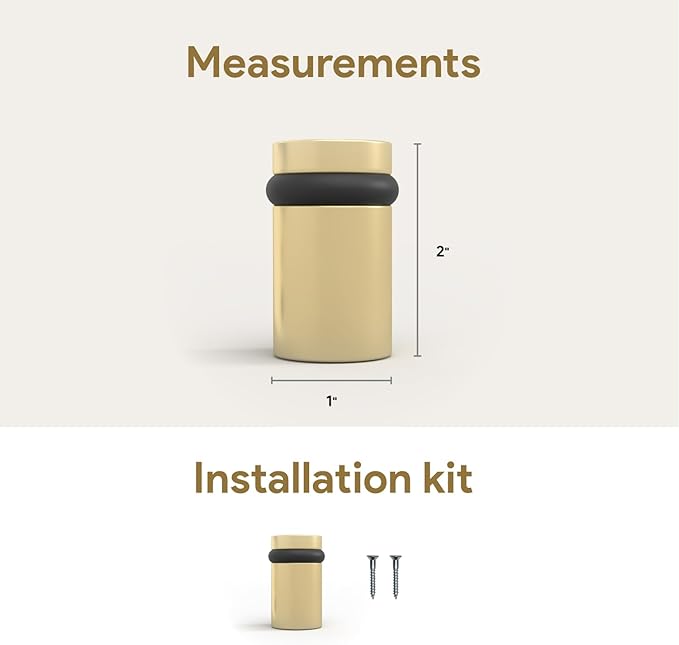 Mega Handles Floor Door Stopper, Quickly Installed Wall Protector, Wall Protectors from Door Knobs, Floor Door Stop with Mounting Hardware Included - Satin Brass - 2 Inch