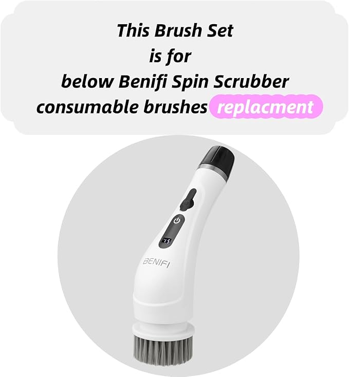 Benifi Electric Spin Scrubber Brush Set, Full-Body IPX7 Waterproof Cordless Electric Spin Brush with Power LCD Display, Cordless Electric Bathroom Cleaning Brush with 8 Brush Heads