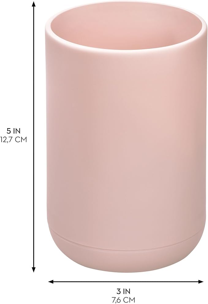 iDesign Toothbrush Holder with 3 Divided Sections for Bathroom or Vanity - Set of 2 - Blush