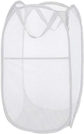 Pop Up Laundry Hamper, Collapsible Mesh Laundry Basket Clothes Hamper for Home Room, Dorm Room, Cruise, White