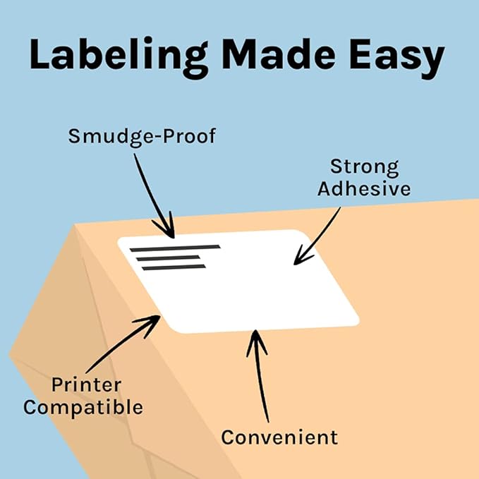 Premium Label Supply White Sticker Shipping Labels – 4" x 5" – Laser/Inkjet Compatible – (4 per Sheet), 100 Sheets - 400 Total Adhesive Labels