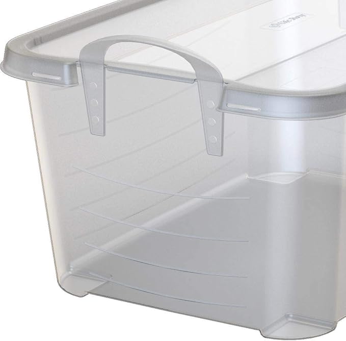 Life Story 18 Pack Light Duty Stackable Storage Bin, 55 Quart Home Organizer, Versatile Lightweight Locking Bins with Carrying Handles, Clear