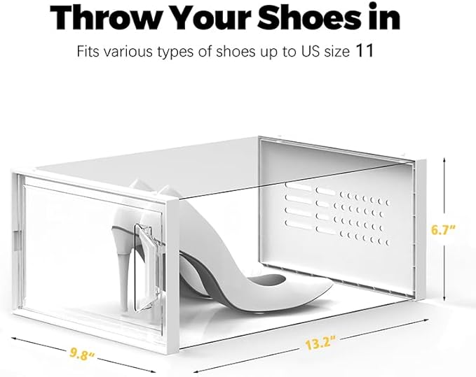 SEE SPRING X-Large Shoe Storage Box Fit Size 11, Clear Plastic Stackable Shoe Organizer for Closet, Space Saving Sneaker Shoe Rack Containers Bins Holders for Entryway, 12 Pack Clear