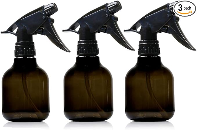 Black Plastic Spray Bottles - 8 Oz, Pack Of 3, Leak Proof, BPA Free Material, Small Spray Bottle, Adjustable Trigger Mist to Stream And Off Modes.