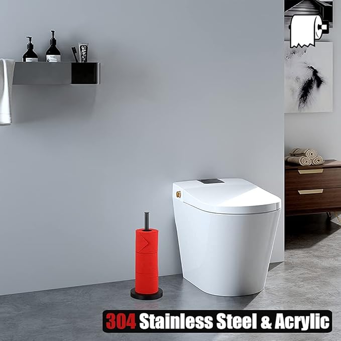 JQK Toilet Paper Storage Stand Matte Black, 304 Stainless Steel Thicken 0.8mm Tissue Reserve Holder 3 Rolls Dispenser for Bathroom, TPS180-PB