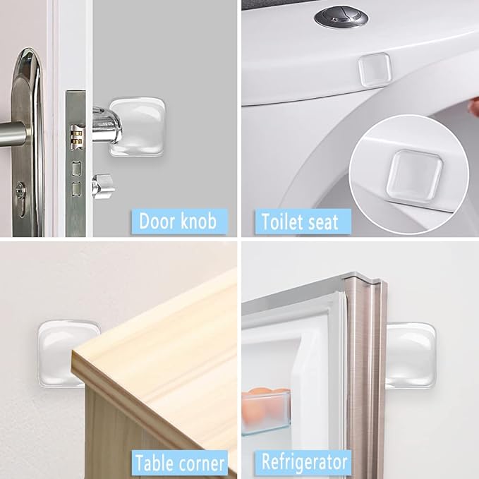 Door Knob Wall Shield, 6PCS Transparent Square Guard Door Stopper Wall Protector Silencer, Self Adhesive Door Handle Bumper (1.57" Small Square 6 PCS, Clear)