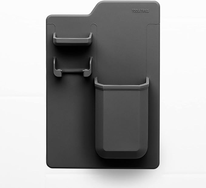 TOOLETRIES The Harvey Toothbrush & Razor Holder - Silicone Shower Organizer, Toiletries & Toothbrush Holder for Shower, Bathroom Accessory - Silicone-Grip Technology, Removable & Reusable - Charcoal