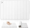 BeeChip Stone Bath Mat for Water Absorption, Foldable Diatomite Stone Mat, Non-Slip & Quick-Drying White Square Bath Mat with Modern Minimalist Style, Easy to Clean, for Bathroom/Kitchen/Hallway