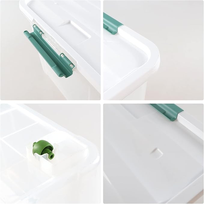 Zerdyne 80 L Extra Large Plastic Storage Box, Clear Large Plastic Storage Bins with Wheels, 4-Pack