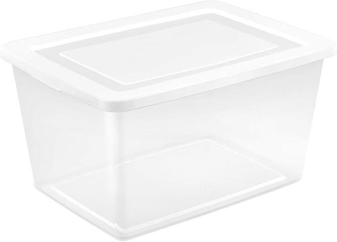 Sterilite 8-Pack Storage Box, Clear Plastic Storage Container Bins with Lids, 58 Quart - Heavy-Duty Organizing Containers for Closet, Bathroom, and Office