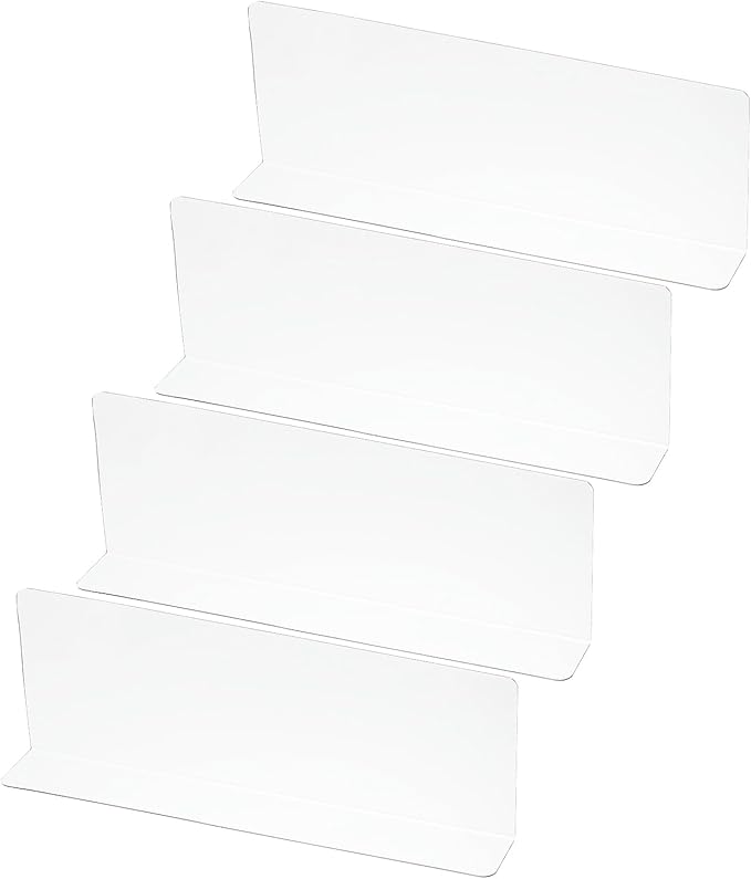 PATIKIL 4 Pack Shelf Dividers for Closet Organization, 11.1x1.6x4 Acrylic Closets Separator Kitchen Cabinet Shelves Under Bed Blocker for Bedroom Kitchen Office, Clear