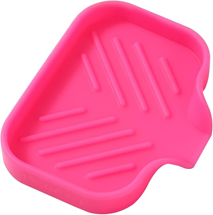 MicoYang Silicone Bathroom Soap Dishes with Drain Spout-Bathroom and Kitchen Sink Organizer,Sponge Holder,Dish Soap Tray,Perfect for Dispenser,Scrubber,Bottle,Cup on Sink or Counter-Rose 4.9"×3.2"