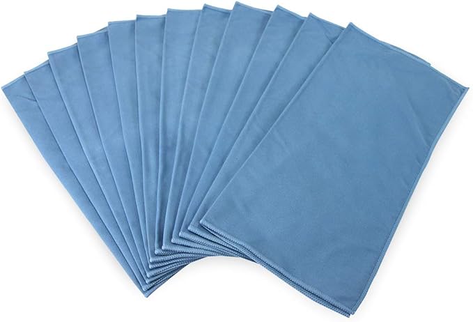 Arkwright Microfiber Suede Glass Cloths - (Case of 216) Absorbent Dish Drying Cloth, Bulk Cleaning Towel Set Perfect for Home, Kitchen, Gym, Cars, and Glass, 16 x 16 in, Blue