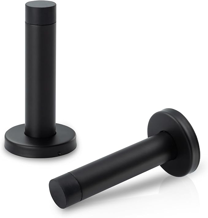HOME MASTER HARDWARE 2 Pack Black 304 Stainless Steel Door Stoppers – 3.5 Inch Wall Protector Bumper with Sound Dampening