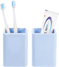Luxspire Toothbrush Holders, 2 PCS Diatomite Toothbrush Cups, Fast Drying Toothbrush Holders for Bathroom, Toothpaste Holder for Bathroom Countertop, Blue