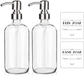 ARKTEK Refillable Soap Dispenser (2 Units) - 17 Oz Clear Glass Bottle with Rust Proof Pump for Hand and Dish Soap, Kitchen Bathroom Countertop