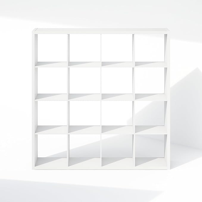 Furinno Cubic Closet Organizers and Storage, 16-Cube Closet Organizer, Open Shelf Closet Storage, Extra Thick Frame for Wardrobe, Bedroom, Living Room, White