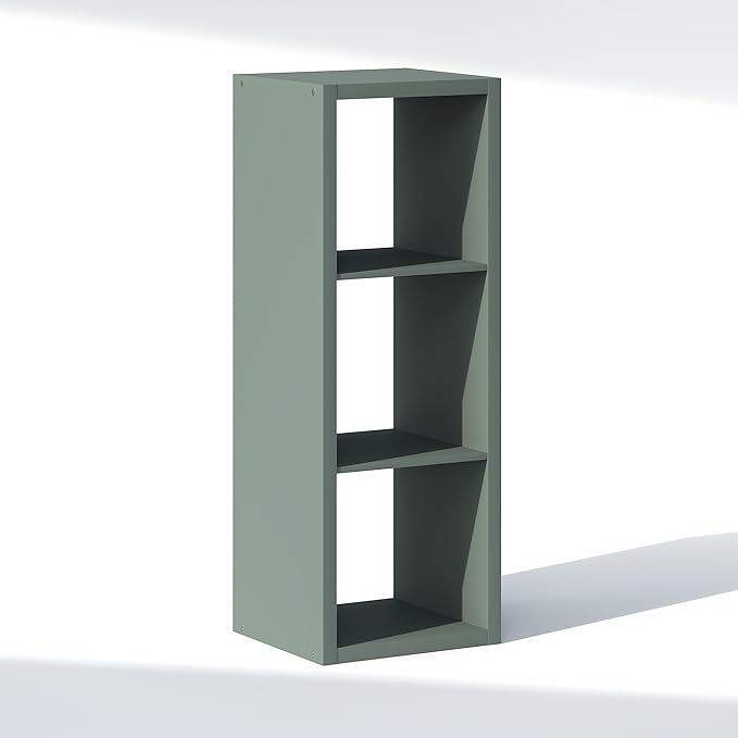Furinno Cubic Closet Organizers and Storage, 3-Cube Closet Organizer, Open Shelf Closet Storage, Extra Thick Frame for Wardrobe, Bedroom, Living Room, Sage Green