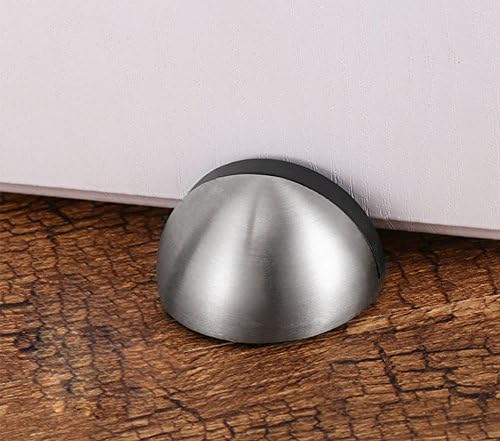 JQK Floor Door Stopper, Snowboard Hanger Storage Stainless Steel Sound Dampening Door Stop Bumper Wall Protetor Display Hanger Rack, 10 Pack Brushed, DSB3-BN-P10