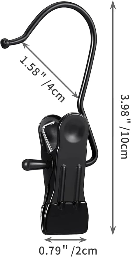 15 Pack Boot Hanger for Closet, Laundry Hooks with Clips, Boot Holder, Hanging Clips, Portable Multifunctional Hangers Single Clip Space Saving for Jeans, Hats, Tall Boots, Towels(Black/Black)