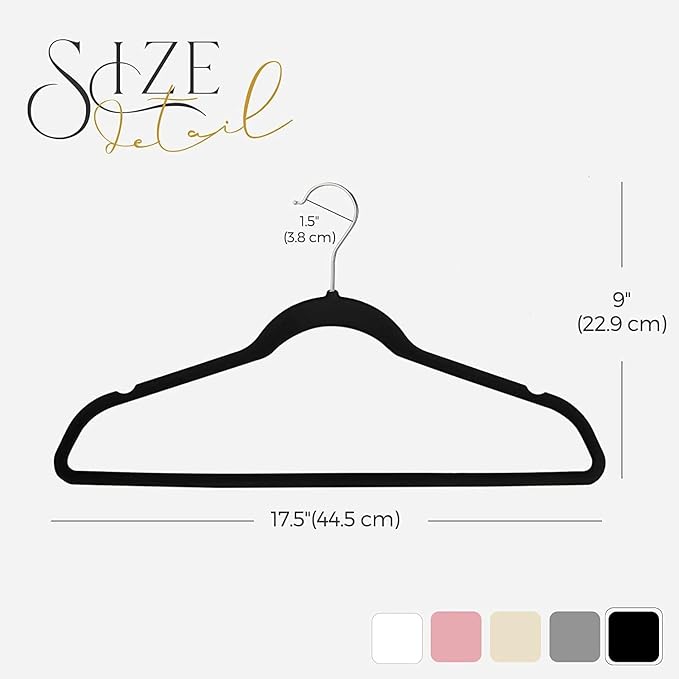 HOUSE DAY Black Velvet Hangers 120 Pack, Premium Clothes Non-Slip Felt Hangers, Sturdy Black Heavy Duty Coat Hanger, Durable Space Saving Suit Hanger, 360° Rotating Silver Hook