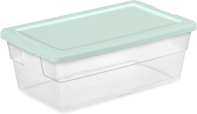 Sterilite 60 Pack Stackable Storage Bin with Lid, Clear Plastic Design, 6 Quart