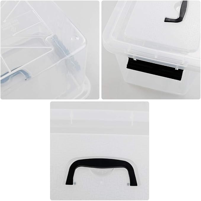 Zerdyne 10 L Clear Plastic Latching Box, Plastic Storage Bin with Lids, 4-Pack