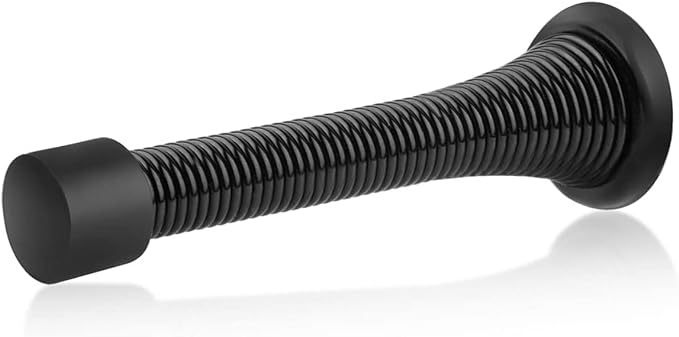 HOMOTEK 36 Pack Black Spring Door Stops,3-1/8" Heavy Duty Door Stop - Flexible Spring Door Stopper with Low Mounted Black Rubber Bumper Tips