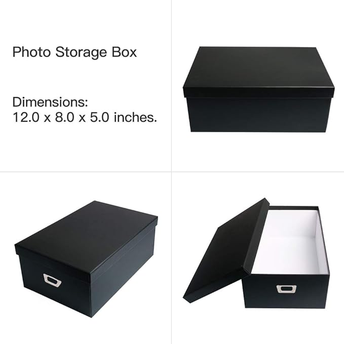 novelinks Photo Case 4" x 6" Photo Storage Box, 10 Inner Picture Storage Containers & Photo Organizer Cases, Portable Photo Craft Keeper for Photos, Crafts, Cards (Black, 1Pack)