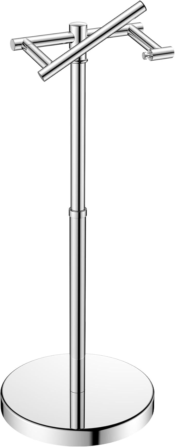 Toilet Paper Holder Stand Adjustable, Freestanding Tissue Roll Holder for Bathroom, Pivoting Design, Durable SUS 304 Stainless Steel and Weighted Base Toilet Paper Stand, Storage (Chrome)