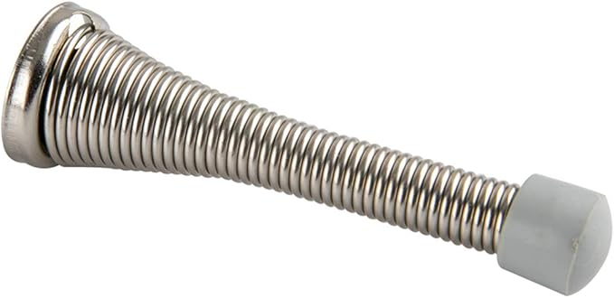 Amazon Basics Spring Door Stopper, Brushed Nickel, with Rubber Bumper Tips, 12-Pack