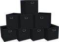 Fabric Cloth Storage Bins,Fabric Cube Organizer with Dual Handles Foldable Cube Storage Baskets for Home Bedroom Storage,Set of 8,(Black)