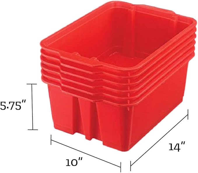 Really Good Stuff - 160074RE Stackable Plastic Book and Organizer Bins for Classroom or Home Use – Sturdy, Colored Plastic Baskets (Set of 12)