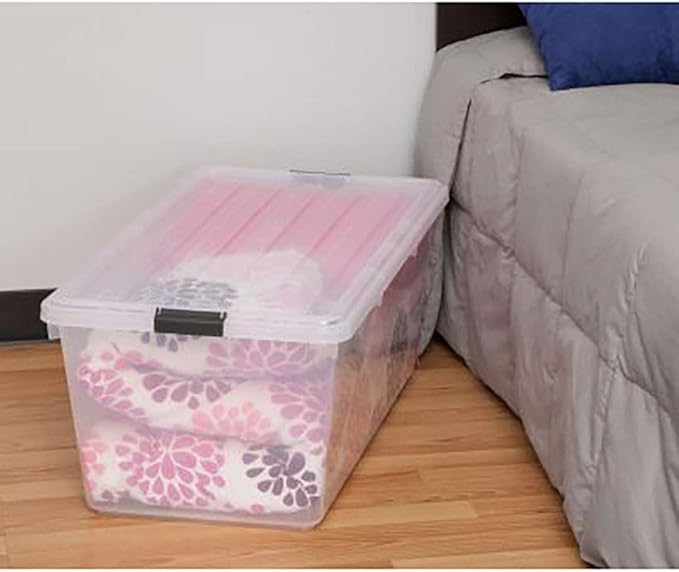 IRIS 91 Quart Buckle Down Storage Box, Clear, Pack of 1