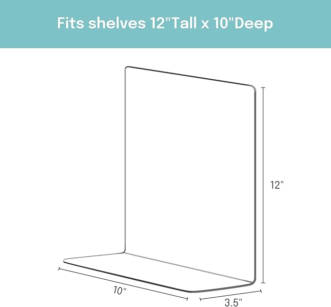 OKPOW Acrylic Shelf Dividers for Closet Organization: 12" Tall x 10" Deep Durable 8 Pack Clear Shelves Separators for Clothing Adjustable Purse Organizer