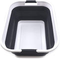 SAMMART 42L(11 gallon) Collapsible Plastic Laundry Basket-Foldable Pop Up Storage Container-Portable Washing Tub-Space Saving Basket,Water capacity 34L(9 gallon) (1 Rectangular - strengthen, Black)