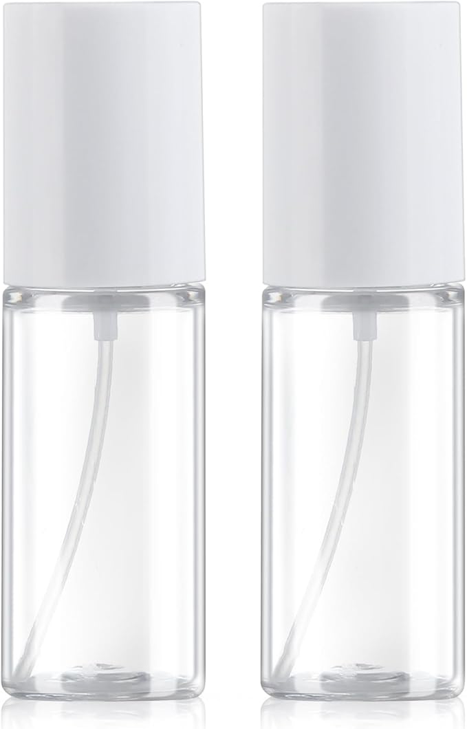Boenoea Small Spray Bottle 1.7oz/50ml Travel Spray Bottles Plastic Portable Refillable Empty Bottles for Outgoing - Leak Proof - 2 Pack Clear