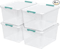 Aninhao 85 Quart Clear Plastic Storage Bin with Wheels, 4-Pack Large Latching Storage Box with Lid