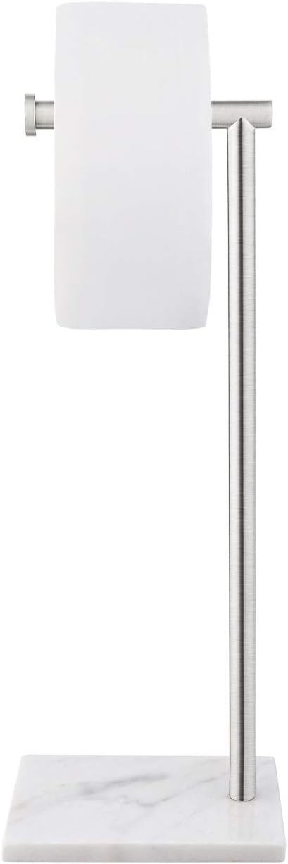 KES Natural Marble Toilet Paper Holder Stand Bathroom Tissue Roll Holder Freestanding SUS304 Stainless Steel Brushed Finish, BPH285S1-2