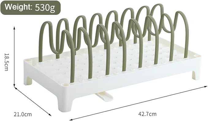 Pot and Pan Lid Organzier for Cabinet with Drainage, 8 Adjustable Compartment for Bakeware Cutting Boards Cookware Dishes (Nordic Green)
