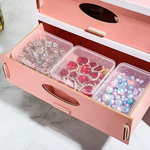 6 Pieces Mini Plastic Clear Beads Storage Containers Box for Collecting Small Items, Beads, Jewelry, Business Cards, Game Pieces, Crafts (1.7 x 1.7 x 0.79 Inch)