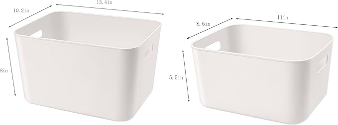 Amyup Set Of 6 Plastic Storage Bins,Versatile Kitchen Pantry Organization and Storage,for Plastic Storage Container Under Bed,Under Sink Bathroom Organizer (White, 4 XL+2 L)