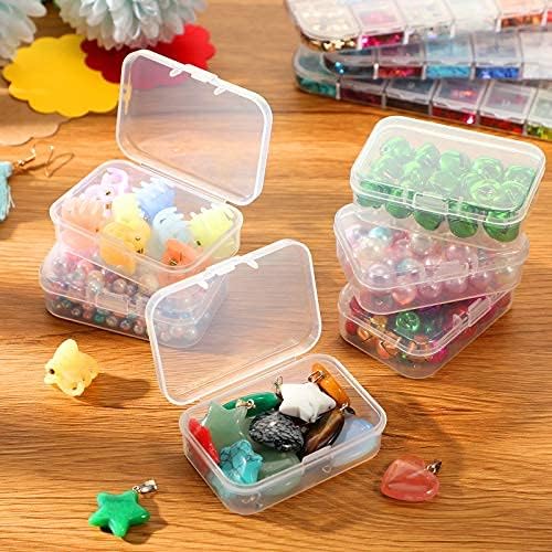 6 Pieces Mini Plastic Clear Beads Storage Containers Box for Collecting Small Items, Beads, Jewelry, Business Cards, Game Pieces, Crafts (2.52 x 1.73 x 0.79 Inch)
