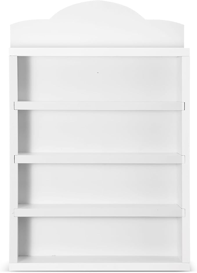 Chunful Vintage Spice Village Wooden Rack 22 x 17 x 4 Inches White Display Rack with 4 Shelves for Wall Mounting Kitchen Storage Spice Village Display Shelf for 24 Jars, Shelf Only
