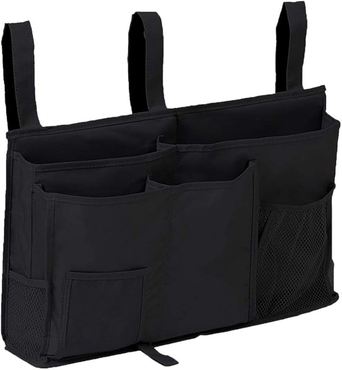 Bunk Bed Organizer, Bedside Storage Caddy, Hanging Pocket for Camp, Dorm Room, Hospital Bed Rail and More (Black)