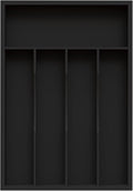 Bamboo Silverware Organizer, Kitchen Drawer Organizer, Utensil Holder, Cutlery Tray & Spoon Flatware Storage with Grooved Drawer Dividers (5 Slots, Black)