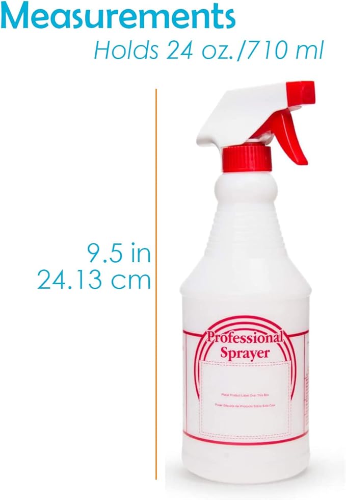 Spray Bottles, Empty Sprayer Bottle, Heavy Duty Cleaning Nozzle, 24oz, 3 Pack, Plastic, Industrial, Professional, Refillable, for Water, Alcohol, Bleach, Detailing, All Purpose Cleaner, Houseables