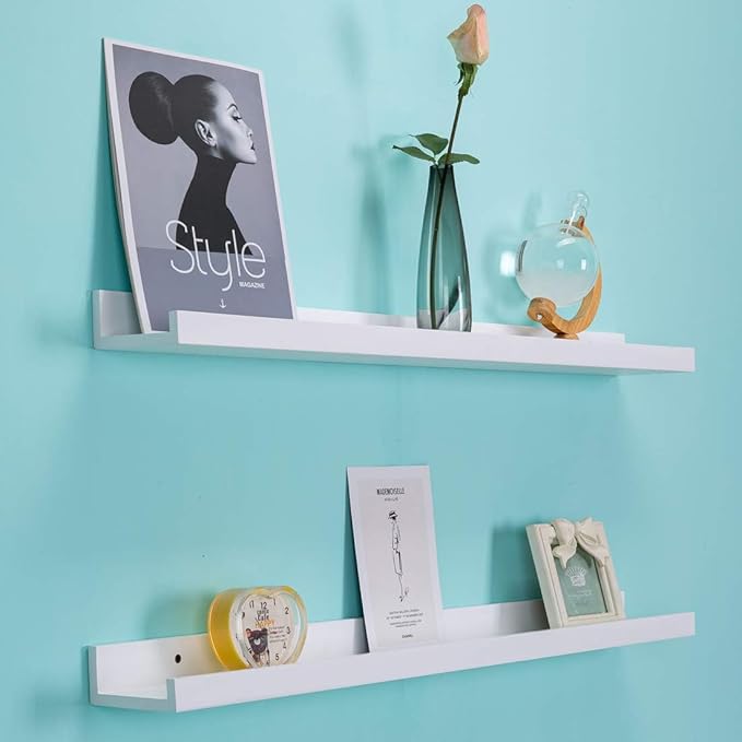 AZSKY 36 Inch Picture Ledge Shelf Floating Shelves Wall Mounted Set of 2 White