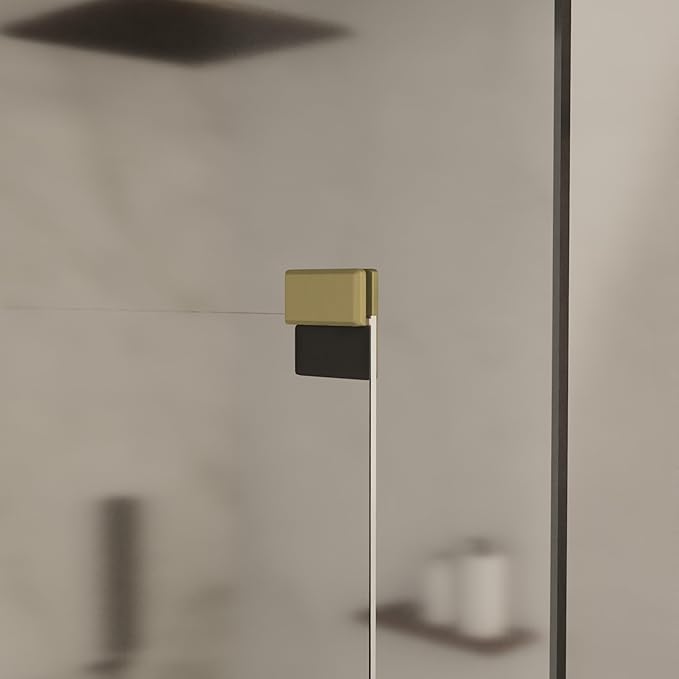 Brixwell Brushed Bronze Beveled Frameless Shower Door Stop for 1/4" to 3/8" Glass, Durable Brass Design, Non-Slip Barrier, Modern Bathroom Accessory