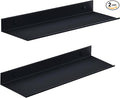 HNVNER Black Shower Shelves Rustproof & Waterproof, 40cm Adhesive Shower Caddy 2 Pack, Metal Bathroom Floating Shelves No Drilling Bathroom Wall Storage Organizer